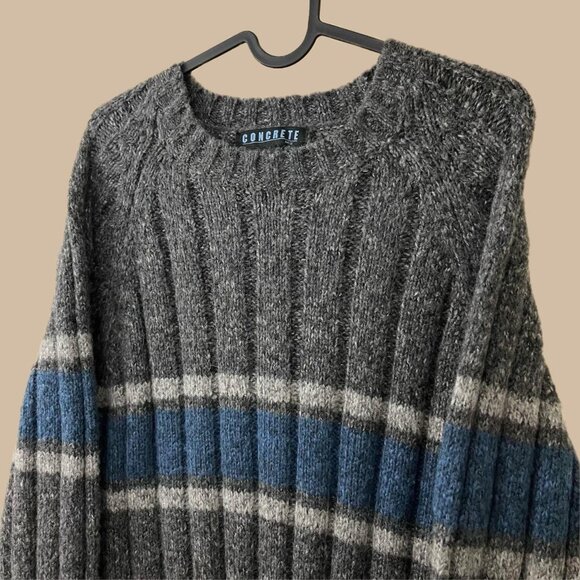 y2k striped indie skate grunge chunky wool knit sweater - Picture 4 of 8